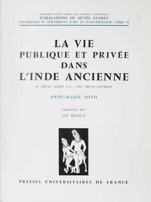 cover image of La vie publique et privée dans l'Inde ancienne, 9